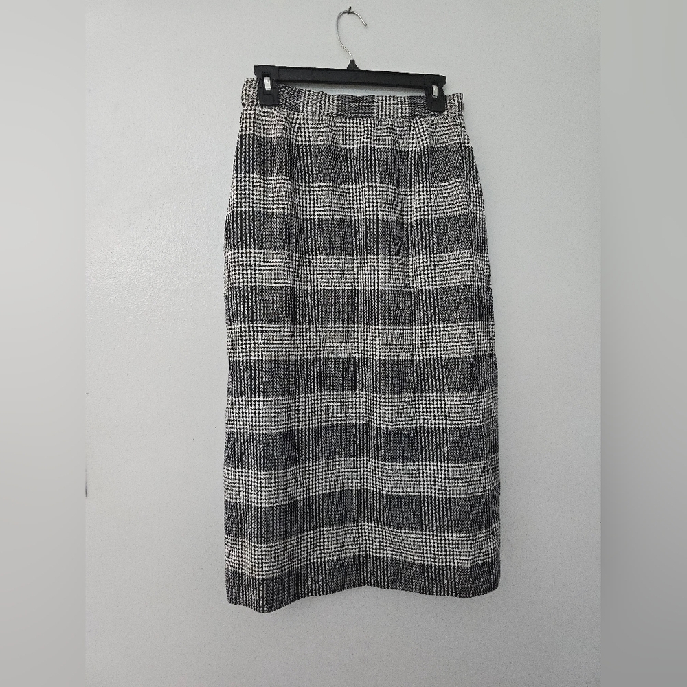 Vtg Chaus Womens Skirt 10 Houndstooth Plaid Preppy Academia Y2K Clueless Midi - Picture 4 of 9